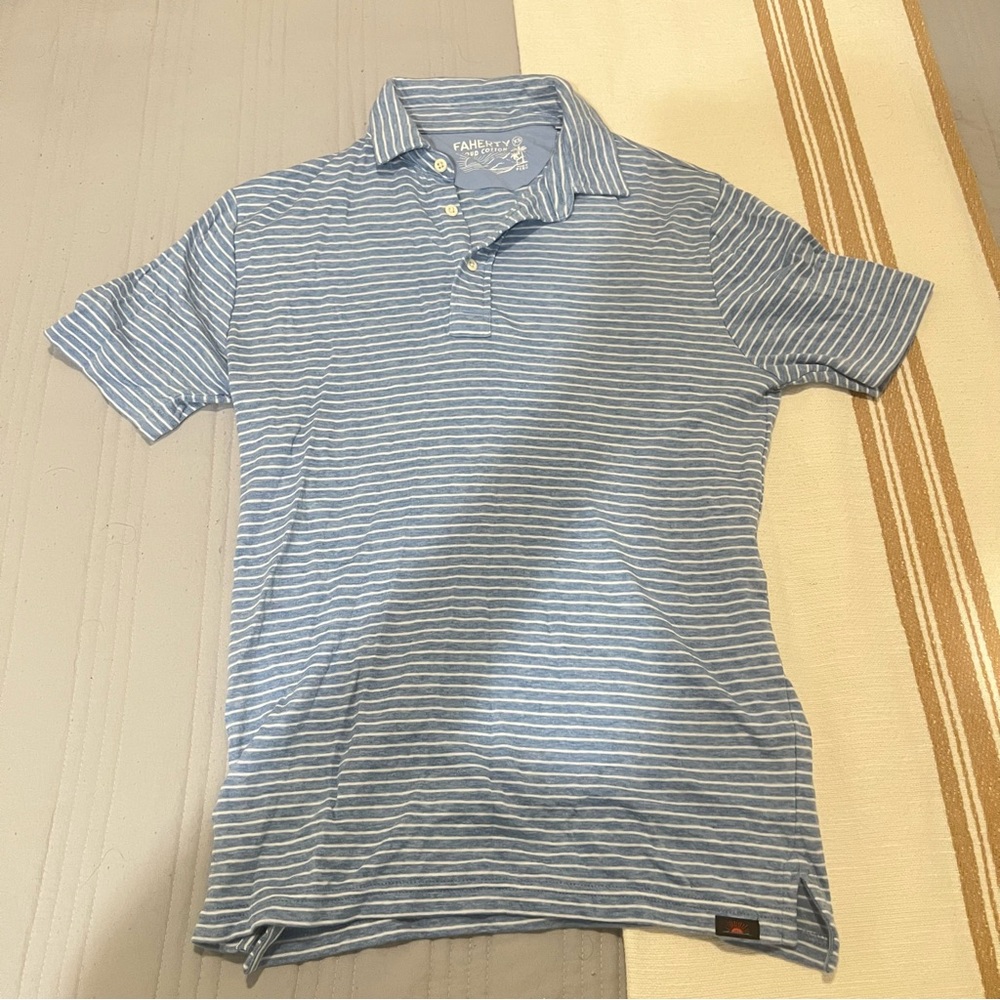 Faherty blue striped cloud polo